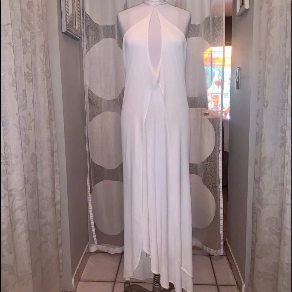 SOLD!! White Matte Jersey Column Dress